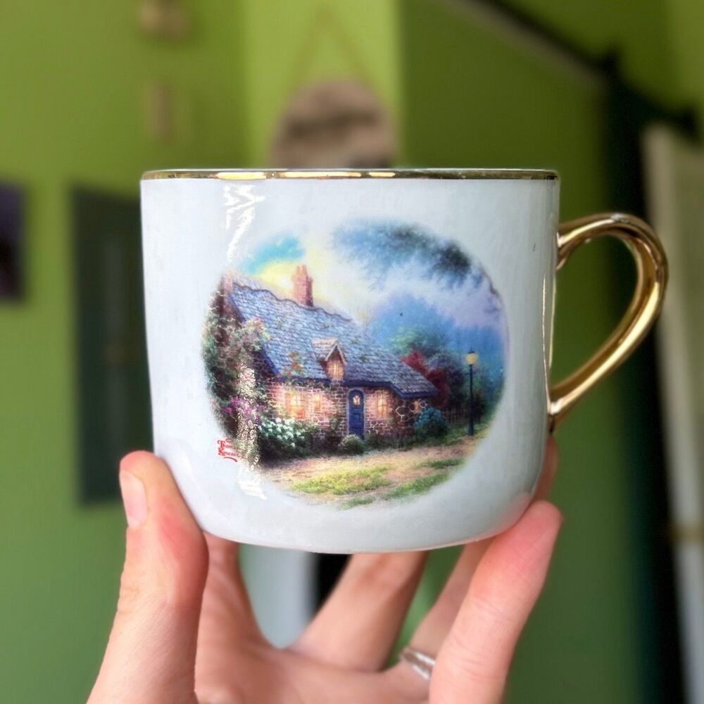 VTG Porcelain Thomas Kinkade Moonlight Cottage Mug By Teleflora Gift